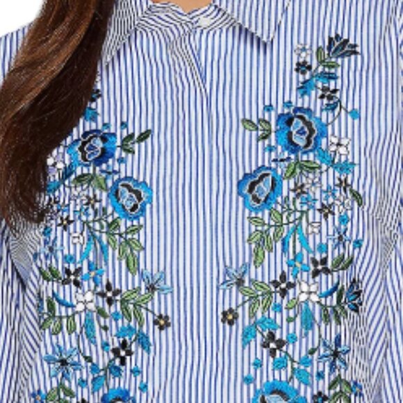 Joan Rivers Striped Shirt with Floral Embroidery  16173 - Picture 3 of 3